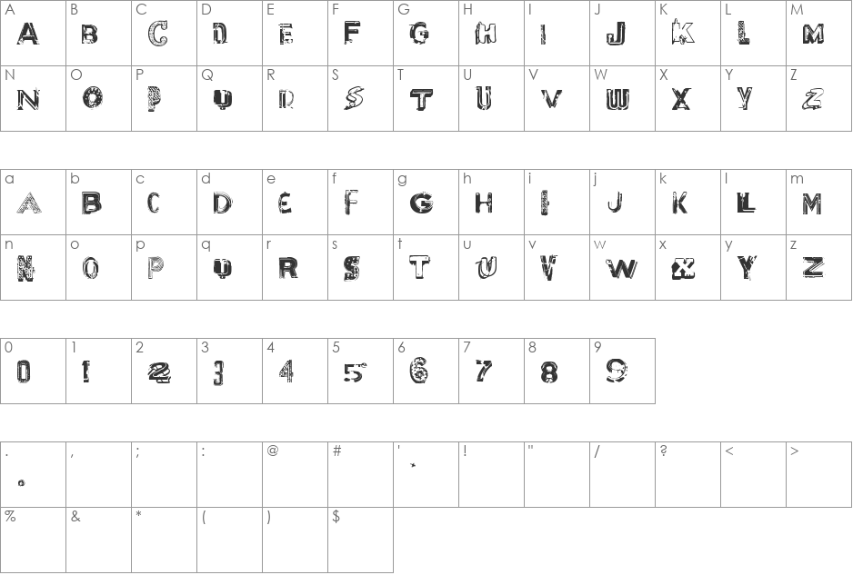 Motel Vacancy font character map preview