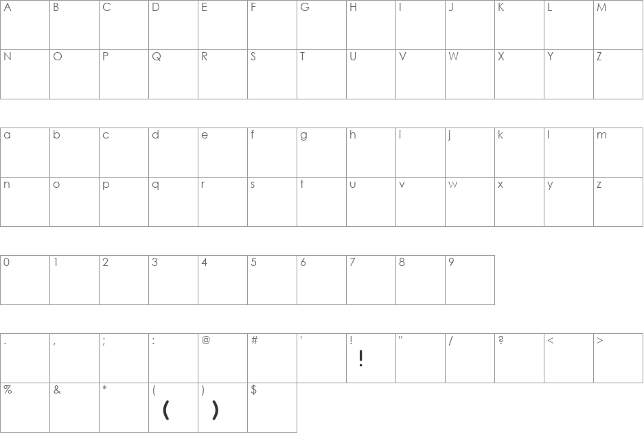 Mothanna font character map preview