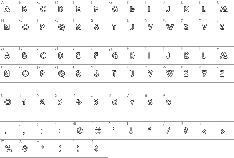 Mother Nature font character map preview