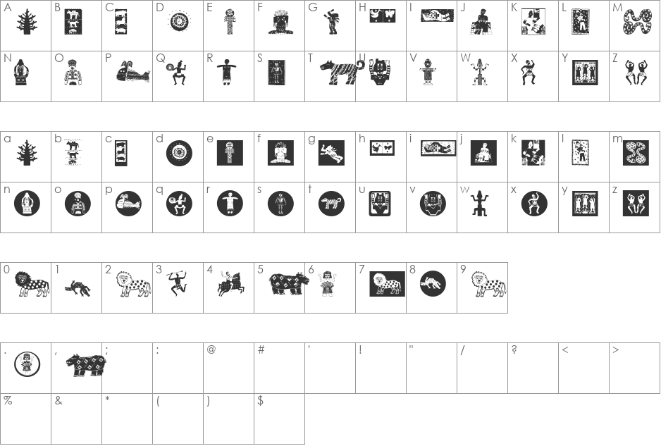 MotherAfricaArchetypo font character map preview