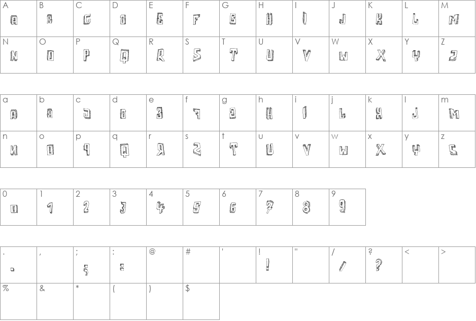 Motherfunker font character map preview