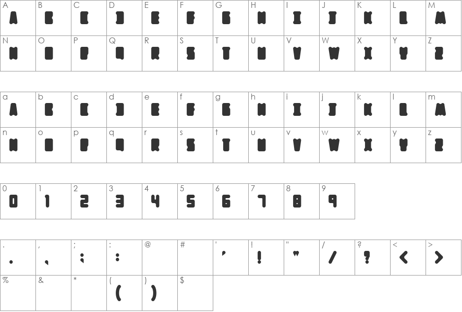 Mothership font character map preview