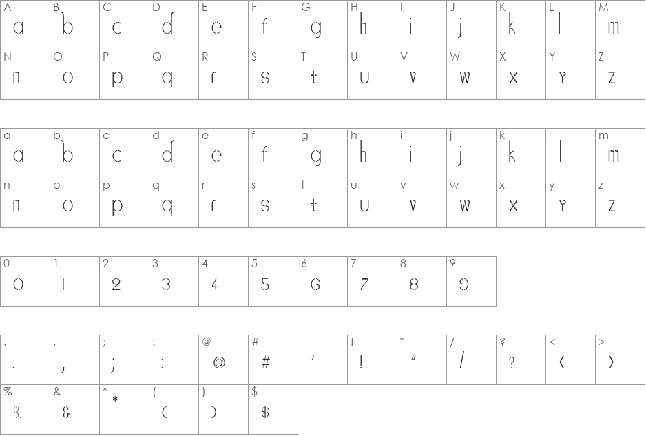 motifRegular font character map preview