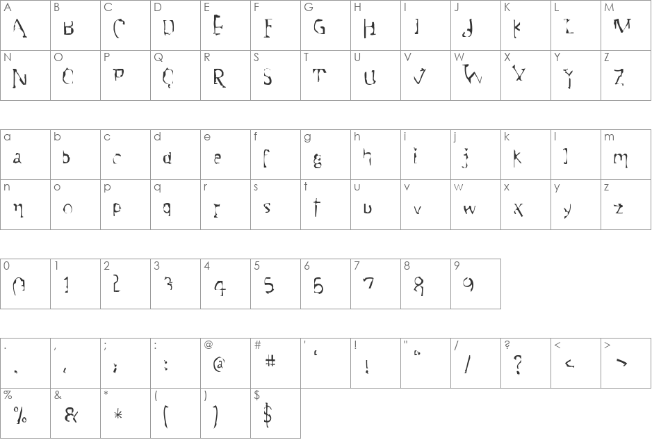 Motive Light font character map preview