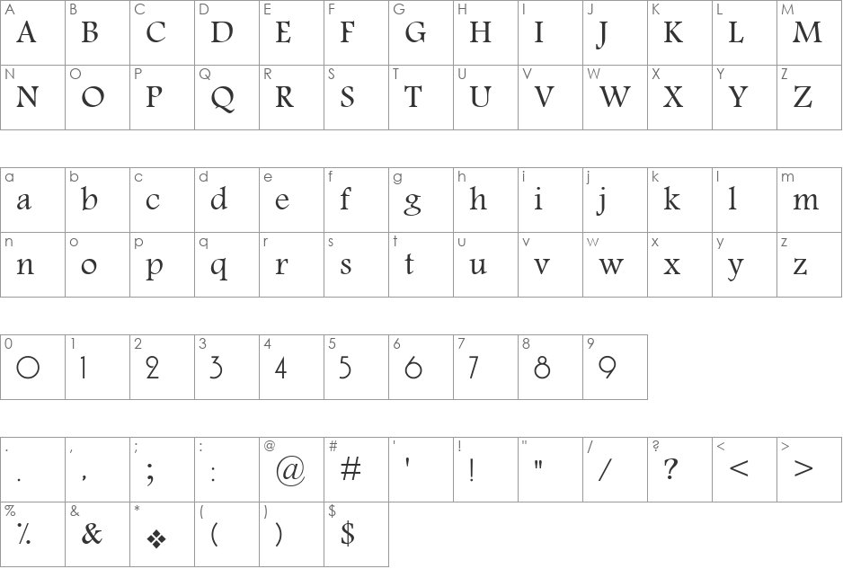 Motken daeira font character map preview