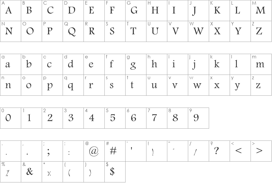 Motken K Tabassom font character map preview