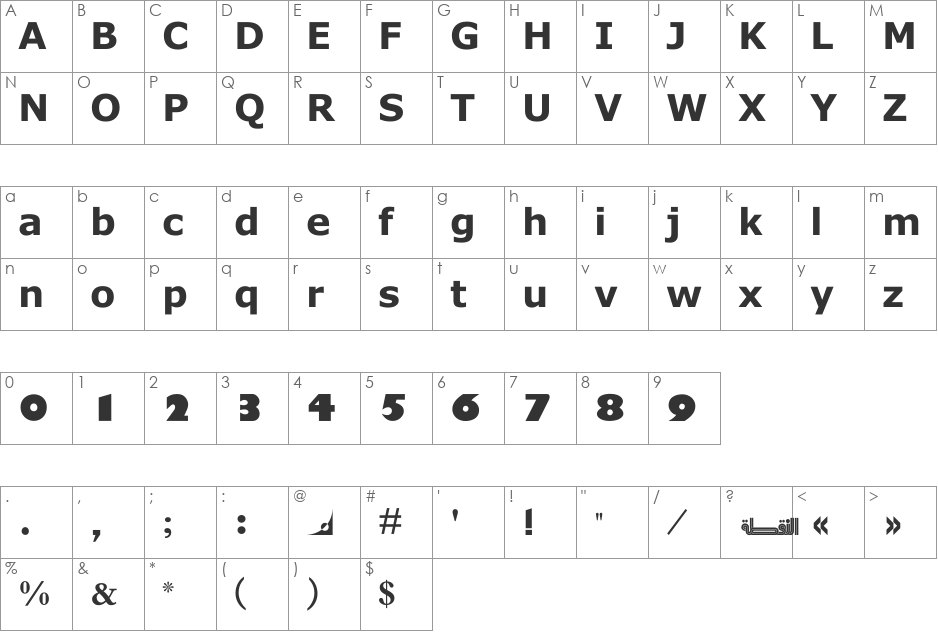 Motken noqta ii font character map preview