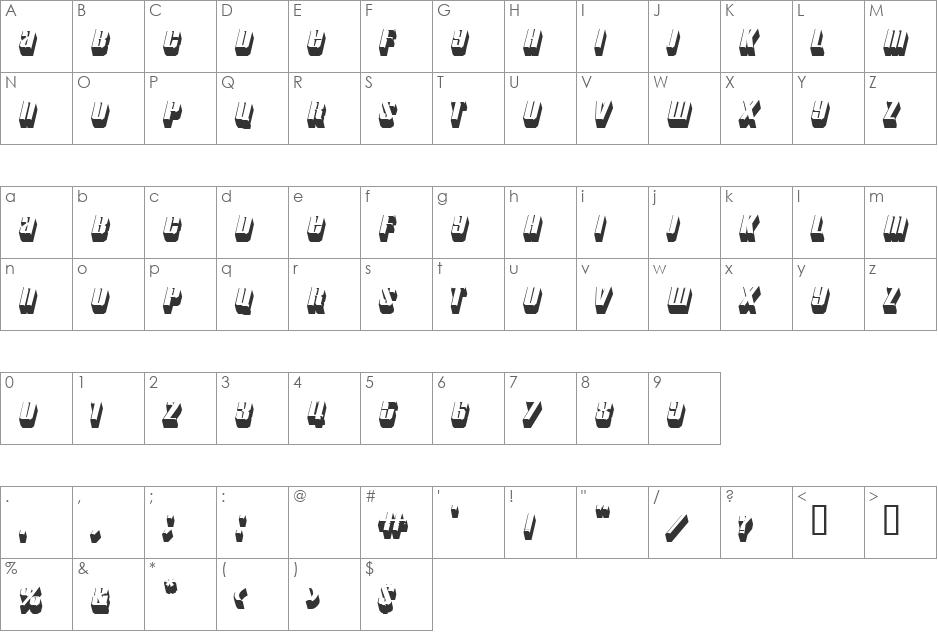 Motorcade font character map preview