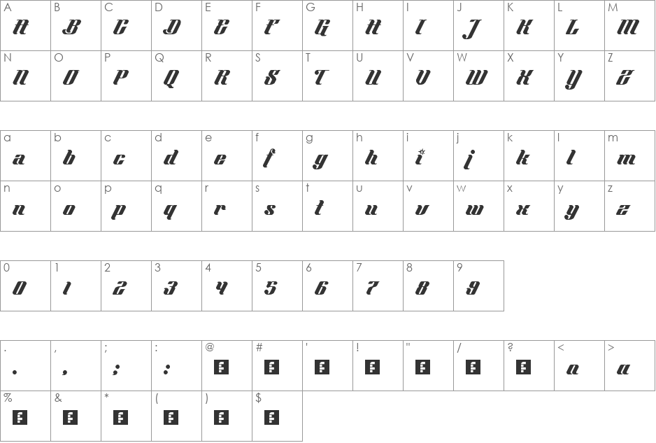MotownMotel font character map preview