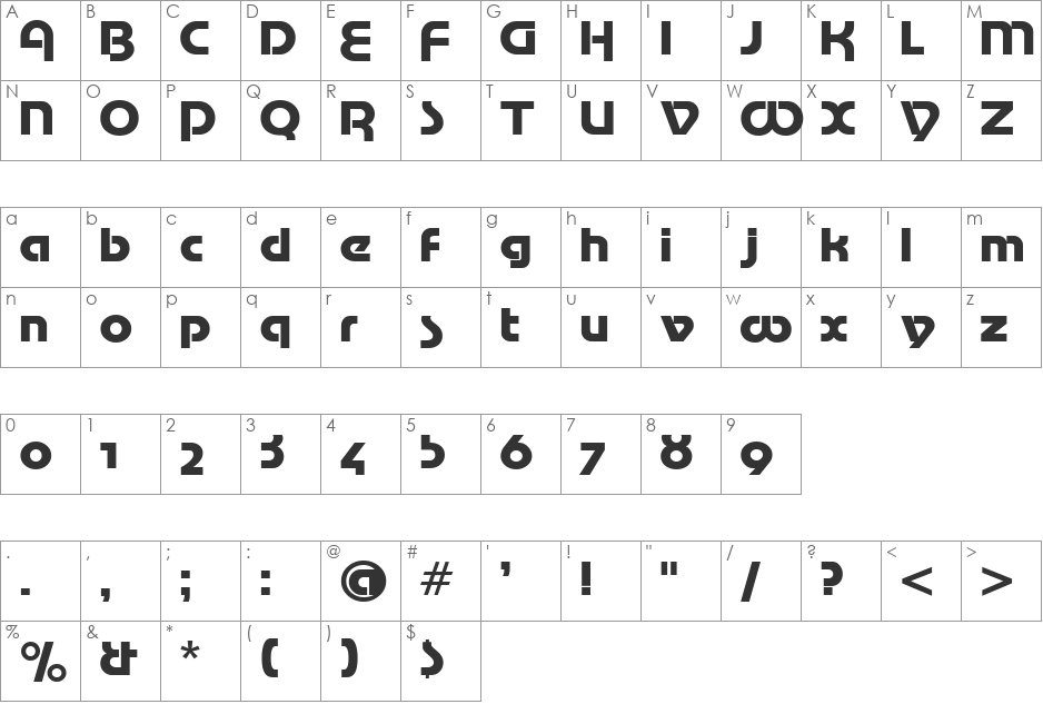 Motter Tektura Cyrilic font character map preview