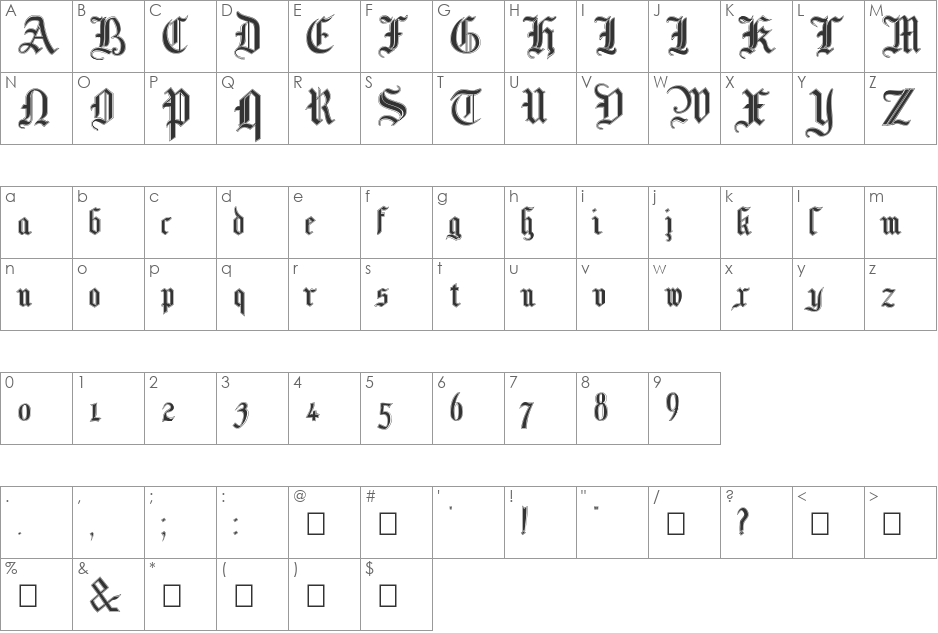 MottisfontNo3 font character map preview