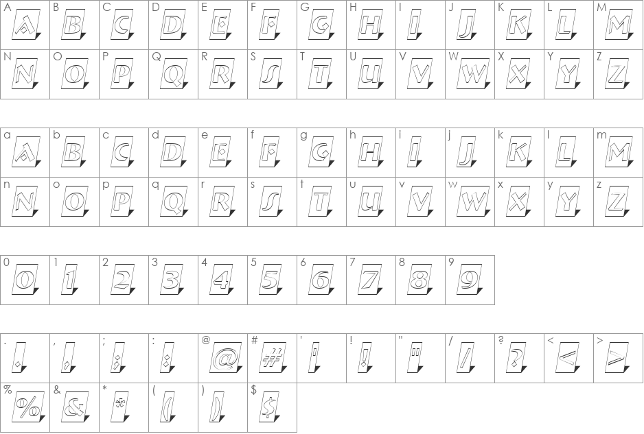 a_BremenlCmOtl3DSh font character map preview