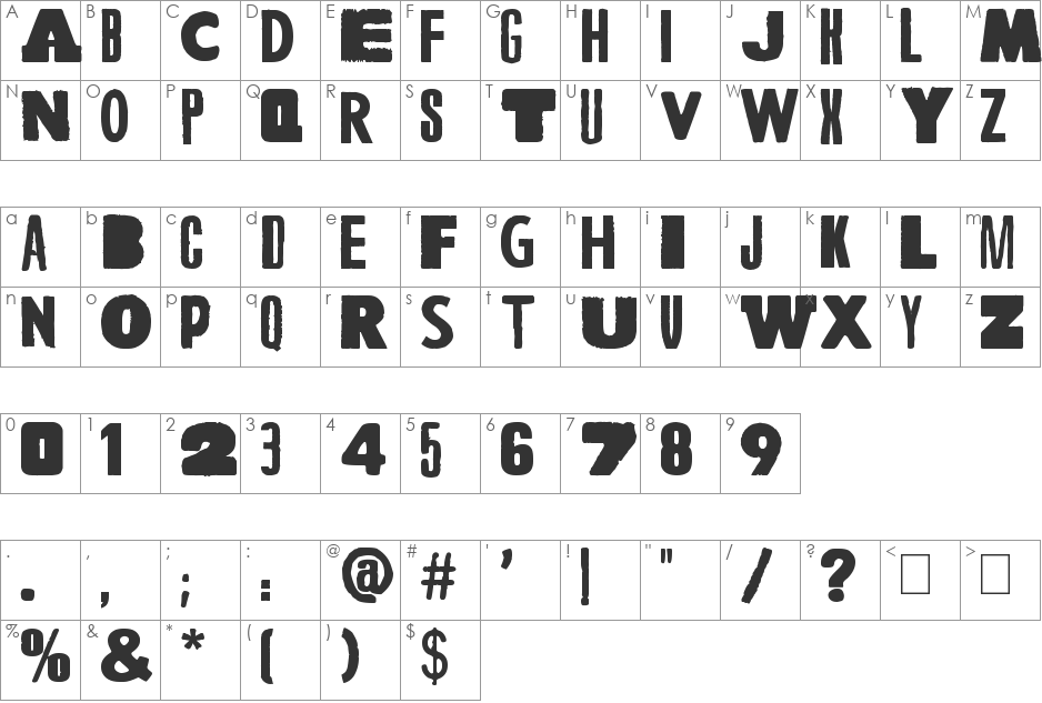 A Wolf At The Door font character map preview
