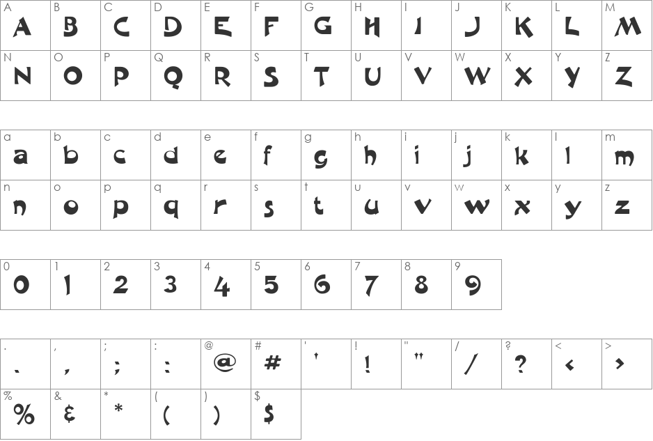 MoulinRougeFLF font character map preview