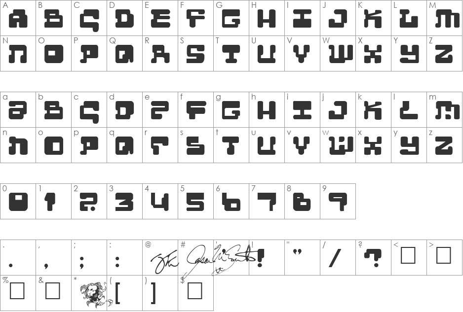 MoultiPass2 font character map preview