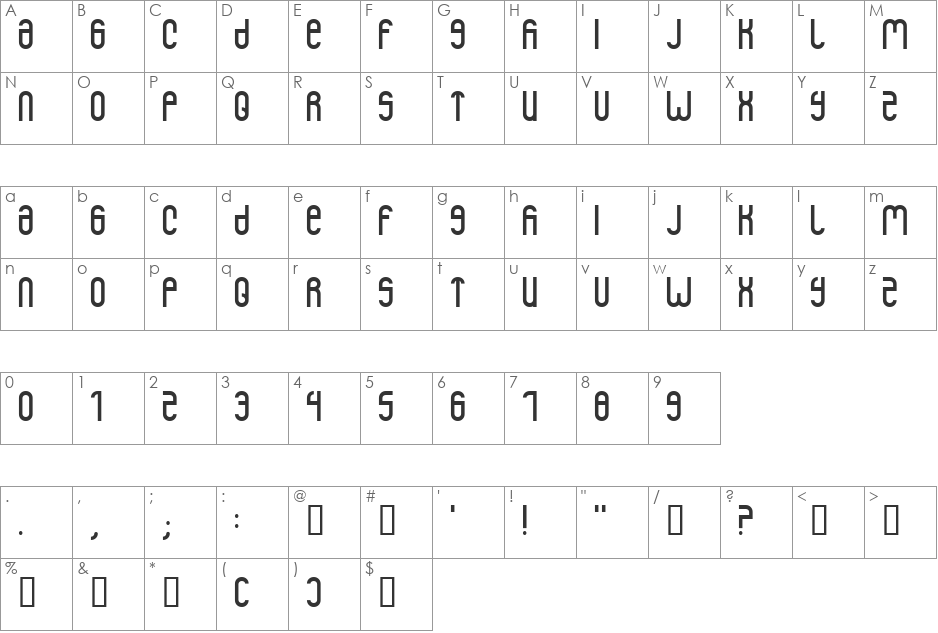 Mountaintop Milk font character map preview