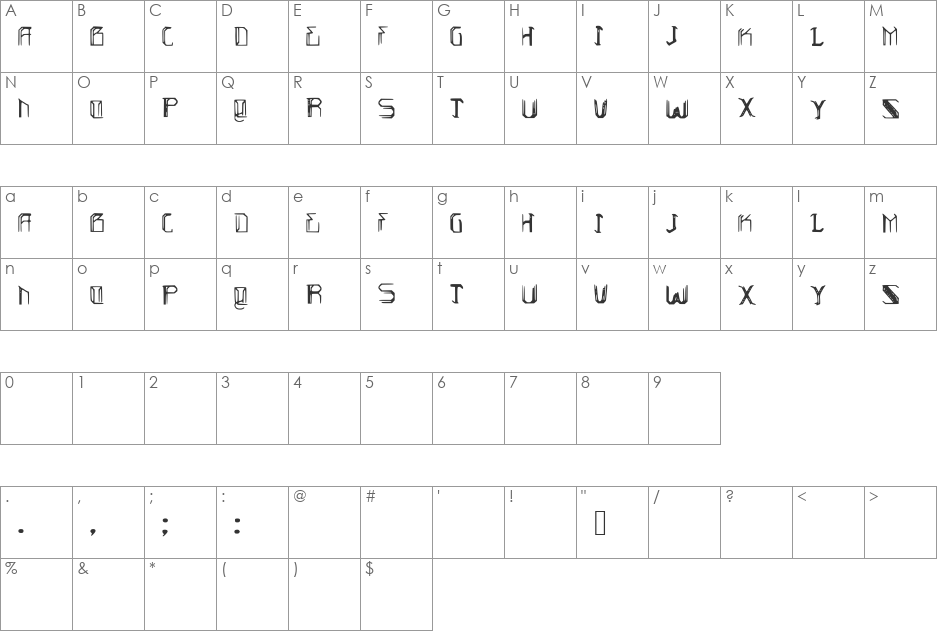MountinCliff font character map preview