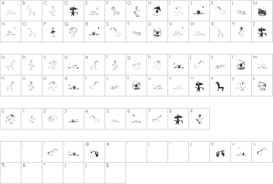 MouseAsPainter font character map preview
