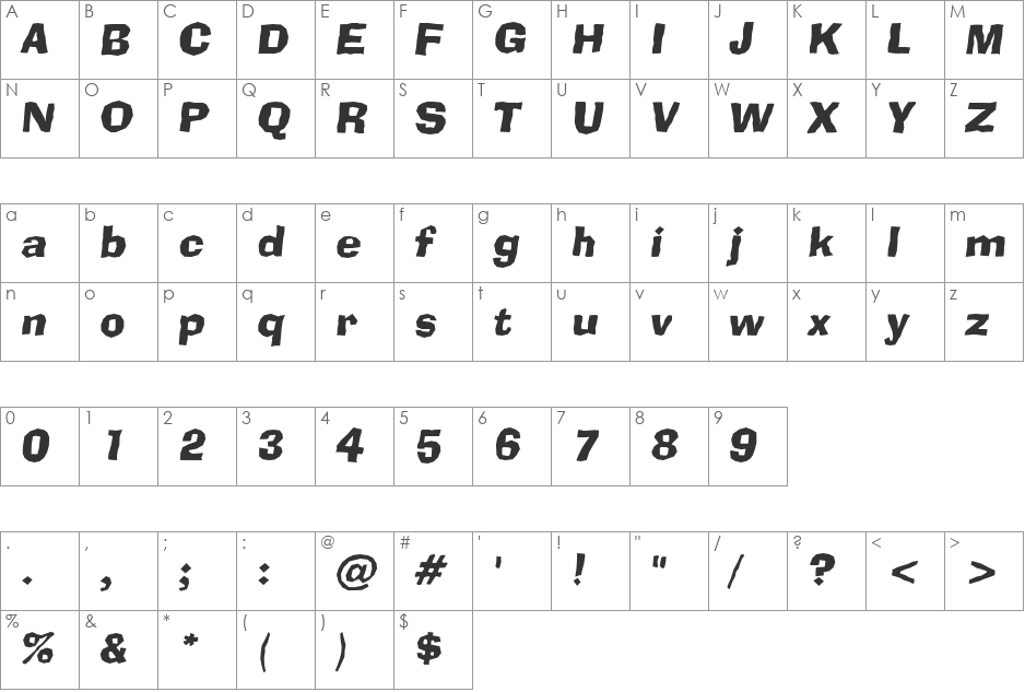 a_Broker font character map preview