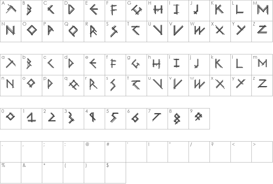 MouseStrokesCont font character map preview