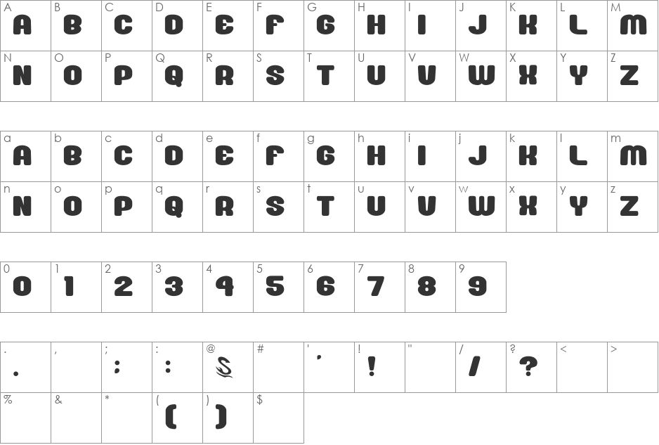 Mousou Recode__G font character map preview