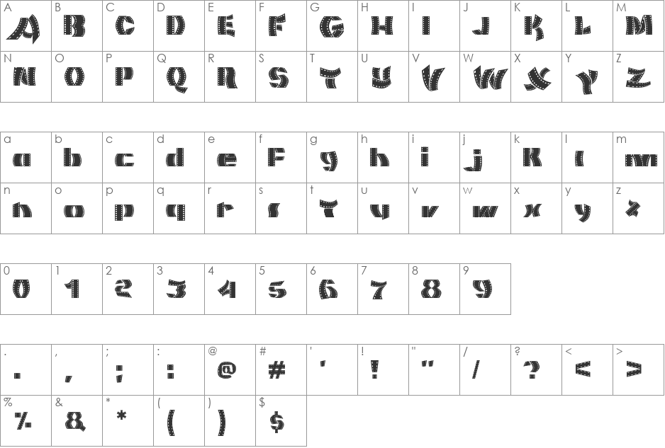 Movie Filmstrip font character map preview