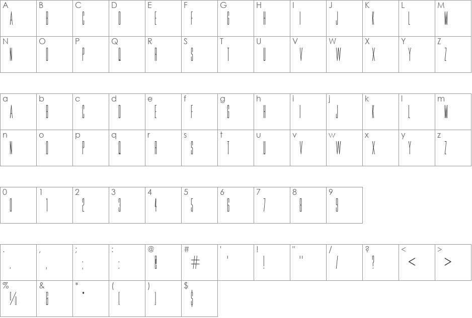 Movie Letters Cyrillic font character map preview