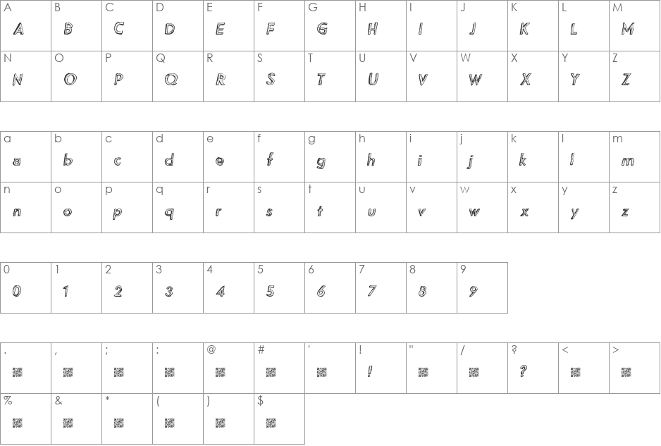 MovieNite font character map preview