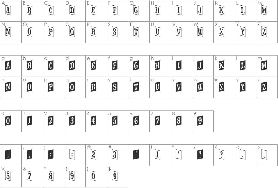 movieola font character map preview