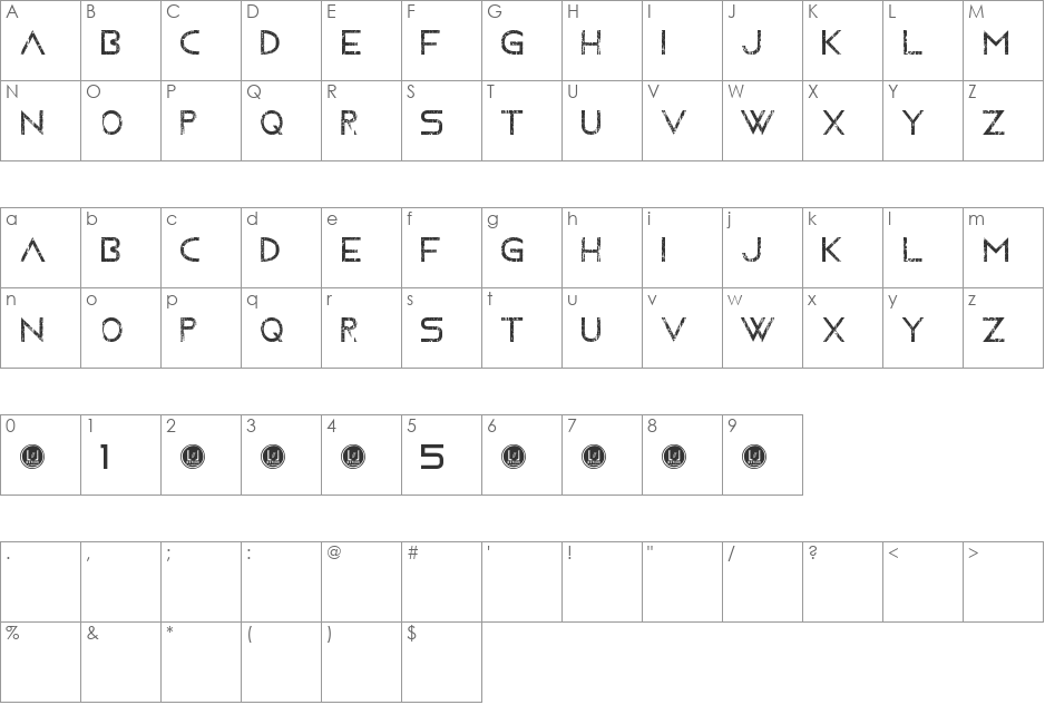 Moving Forward font character map preview