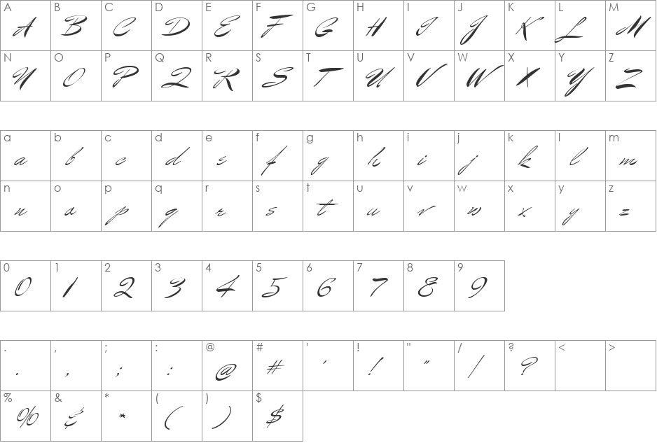 Mr Benedict font character map preview