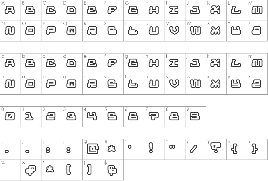 MR FUGLESANG OUTLINE font character map preview