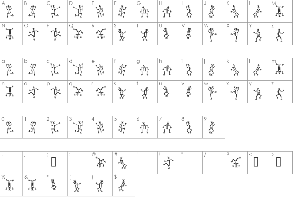Mr Robo Funk font character map preview