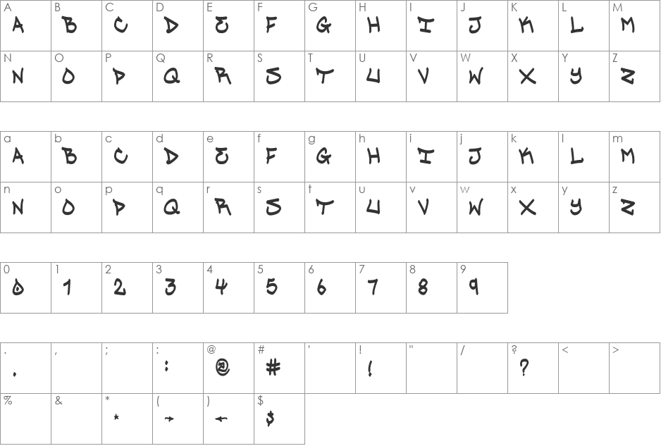 MR SKAE font character map preview