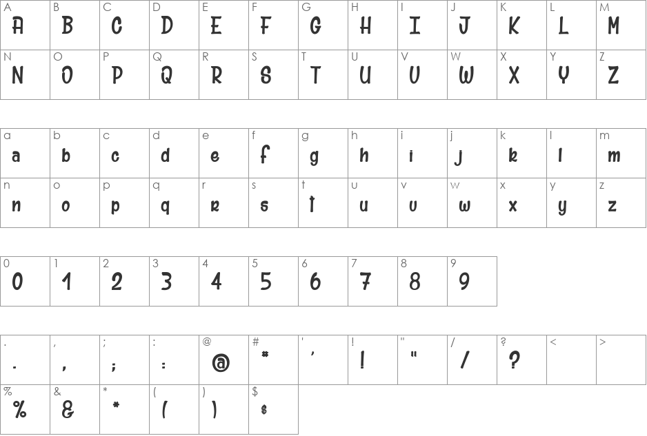 Mr Sunshine font character map preview