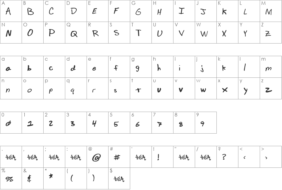 Mr. Calcium font character map preview