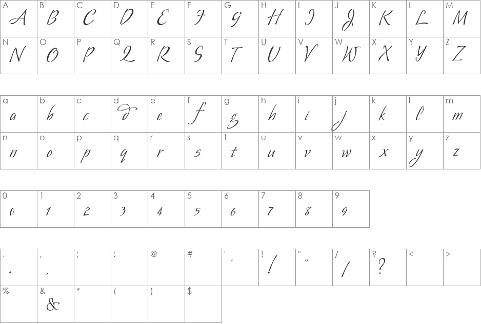 Mr. Wade font character map preview