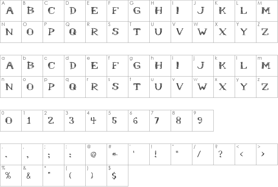Mr.B font character map preview