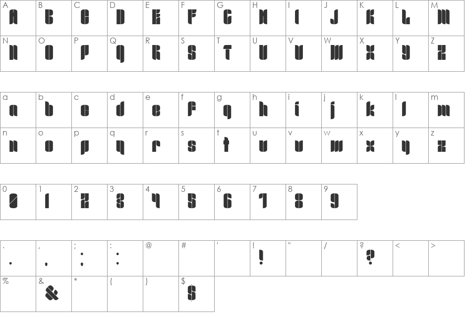 Mr.B Dull font character map preview