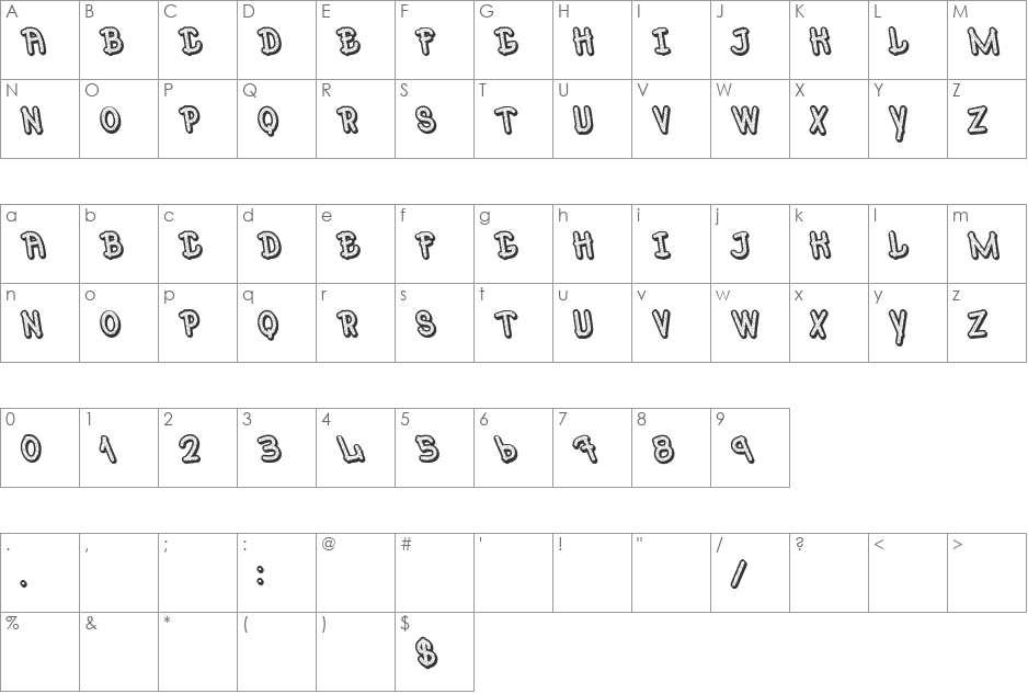 Mr.Poppey font character map preview