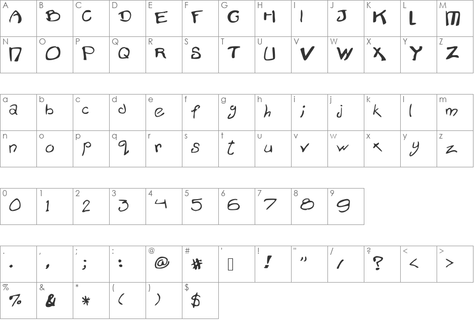 MrDiamond font character map preview