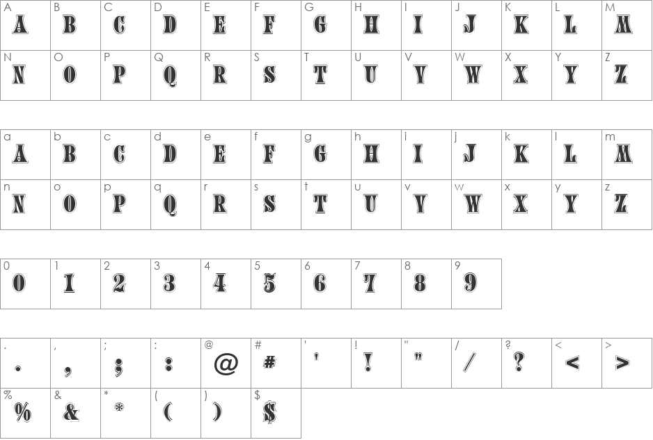 a_CalyxGraved font character map preview