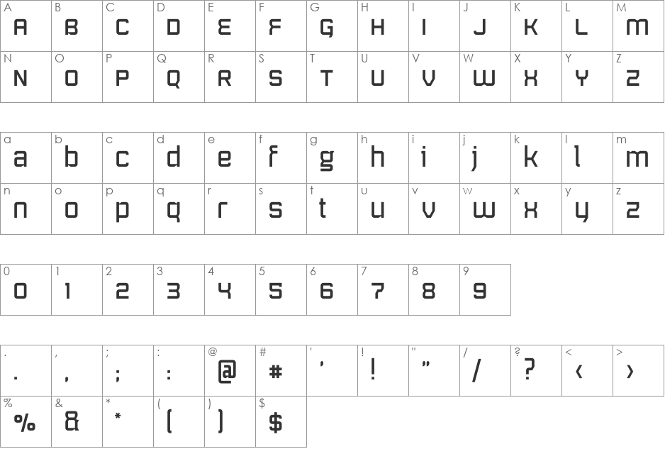 mrh Anton font character map preview