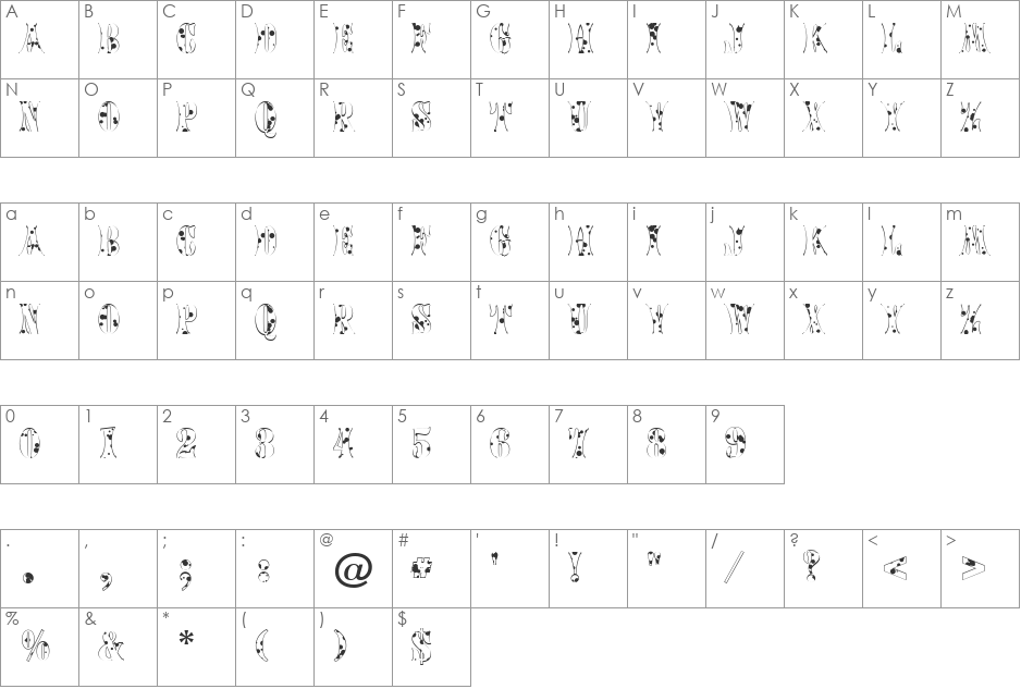 a_CalyxInkBl font character map preview