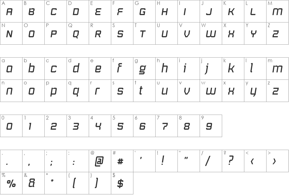 mrh Anton Alt. font character map preview