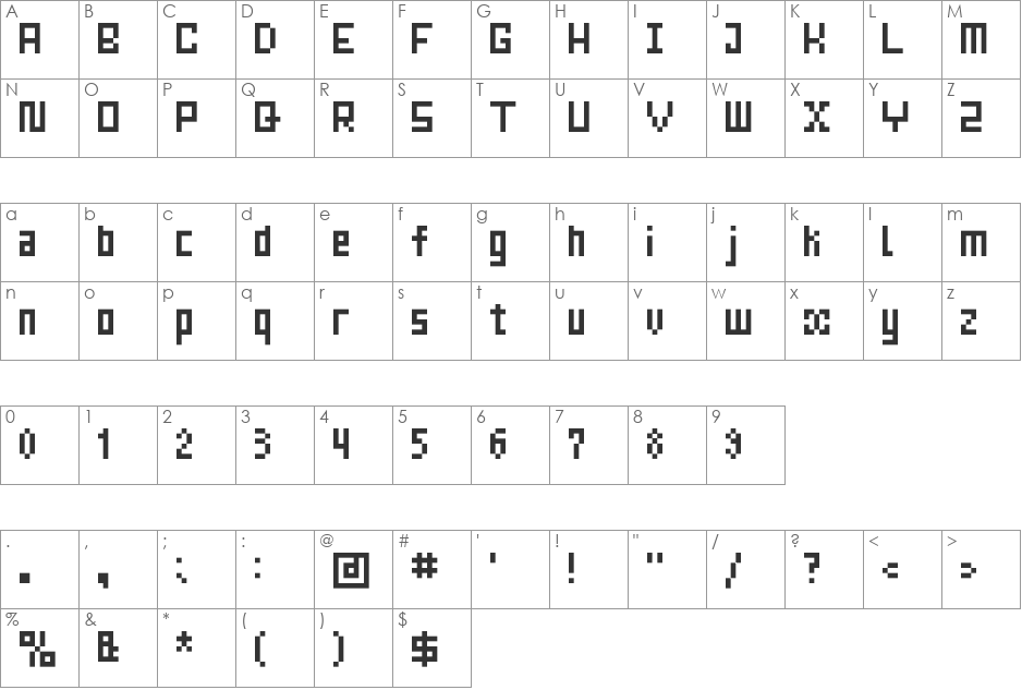 Mrs Kichinto font character map preview