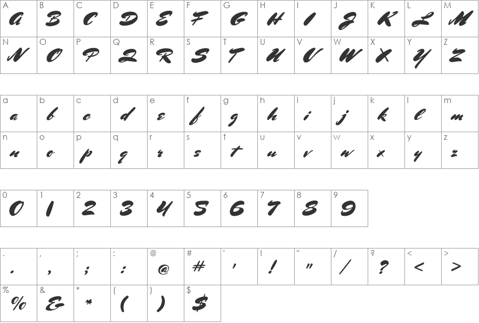 Mrs Sheppards font character map preview