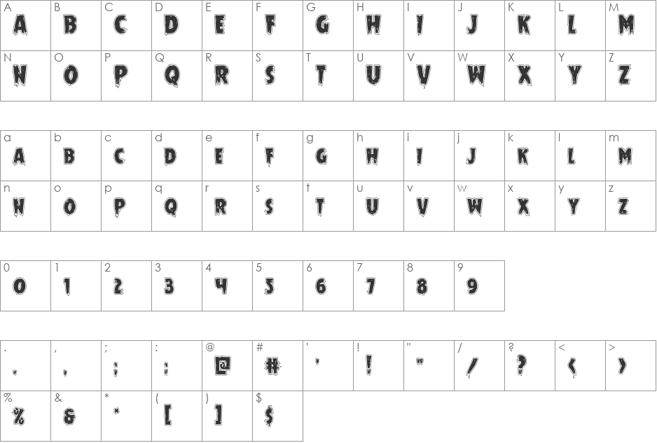 Mrs. Monster Academy font character map preview