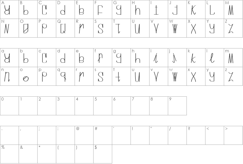 MrVanilla font character map preview