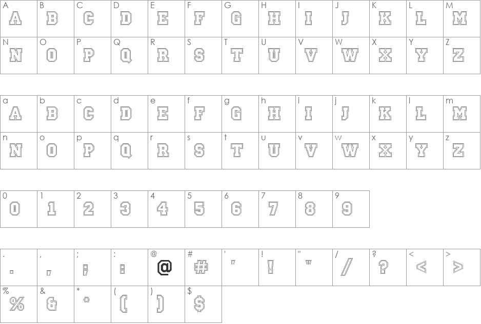 a_Campus2Otl font character map preview